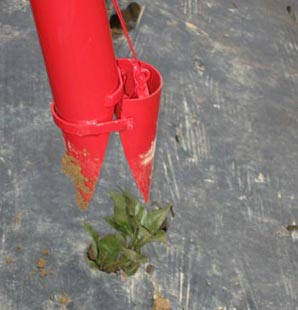 Pull planter from soil Pull planter from soil